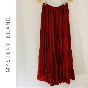 Boho Red Tiered Maxi Skirt